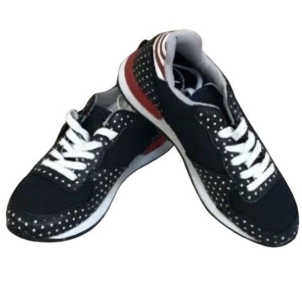 INKKAS Women’s Blue Liberty Joggers Size 6 Patriot American Flag Low Top Sneaker